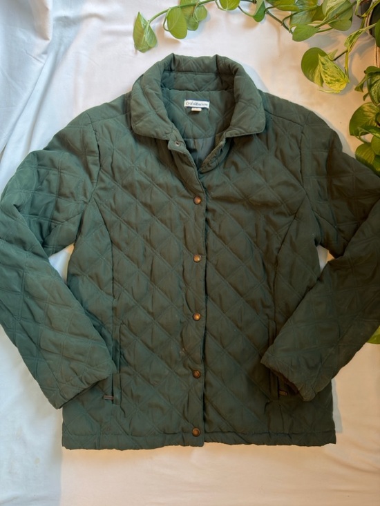croft & barrow Jackets & Blazers - croft & barrow Quilted Olive Green Snap-Front Puffer Jacket